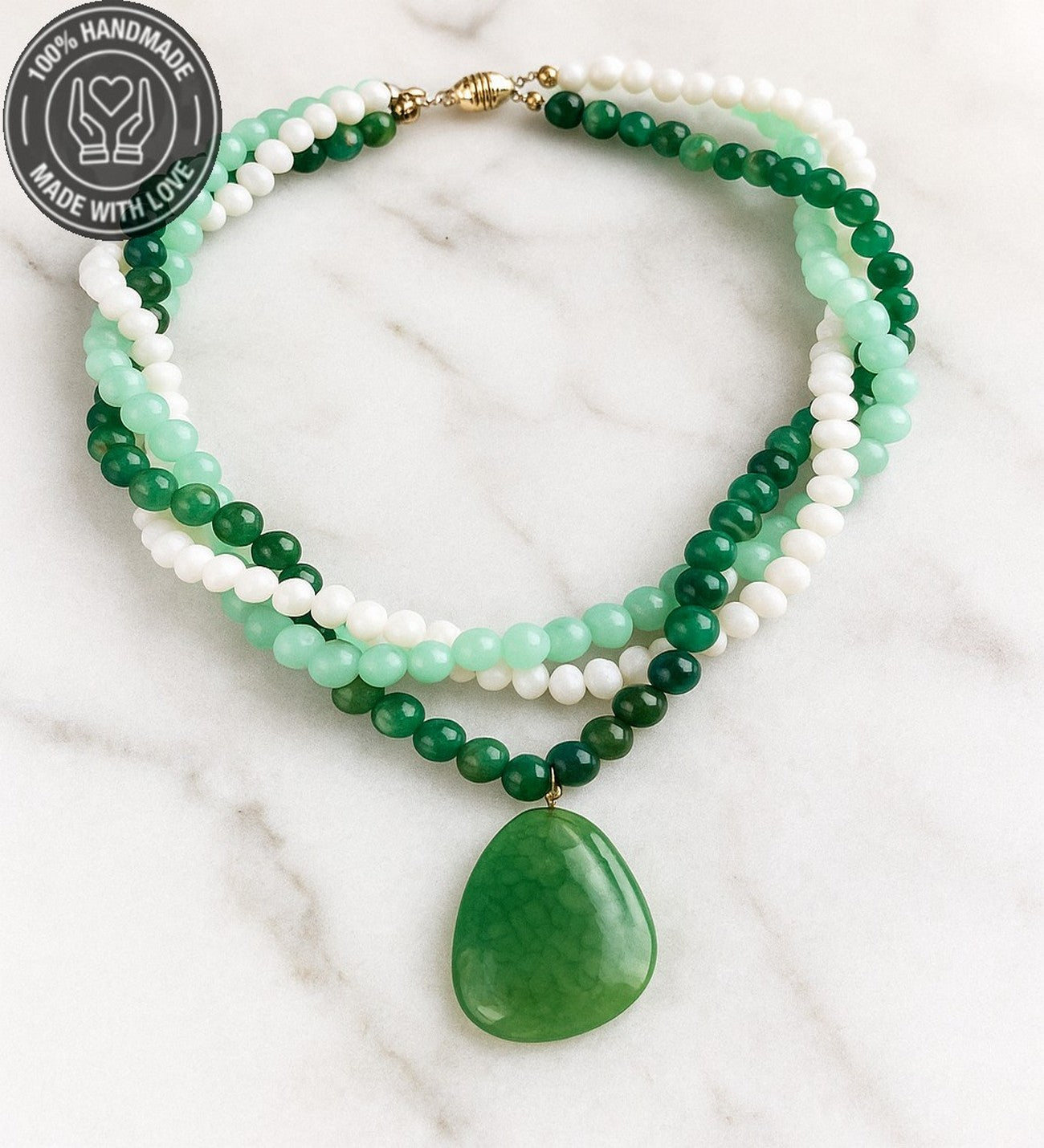 Akik Ceyt Kristal Üç Sıralı Zihinsel Berraklık Cesaret Ve Nazar Koruması Için Kolye