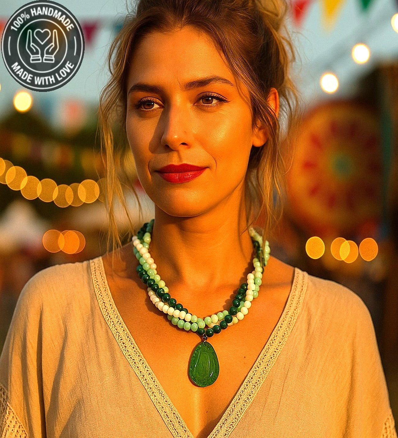 Akik Ceyt Kristal Üç Sıralı Zihinsel Berraklık Cesaret Ve Nazar Koruması Için Kolye