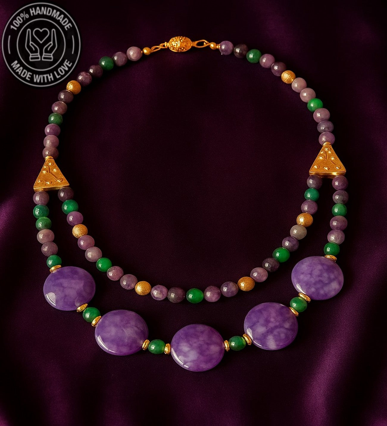 Ametist Akik Ceyt 2 Sıralı Şans Huzur Ve Denge Kolyesi