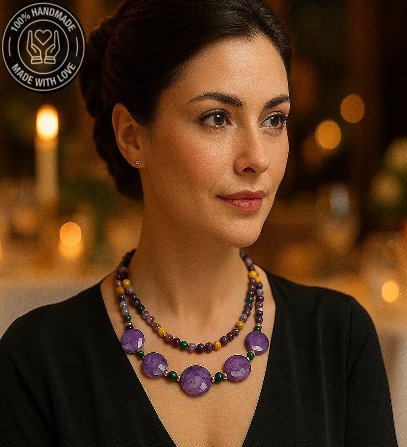 Ametist Akik Ceyt 2 Sıralı Şans Huzur Ve Denge Kolyesi