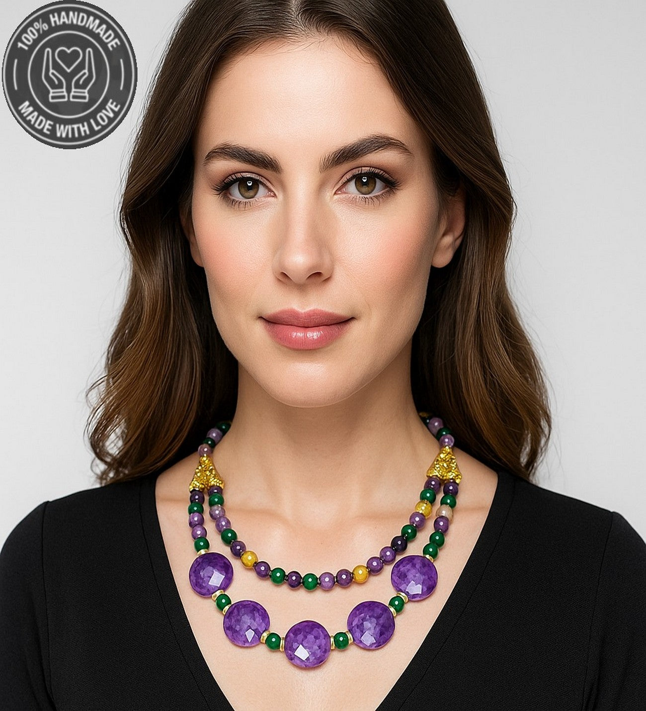 Ametist Akik Ceyt 2 Sıralı Şans Huzur Ve Denge Kolyesi