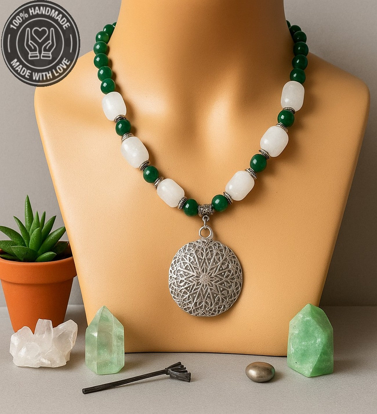 Dumanlı Kuvars Jasper Denge, Koruma Ve Pozitif Enerji Kolyesi