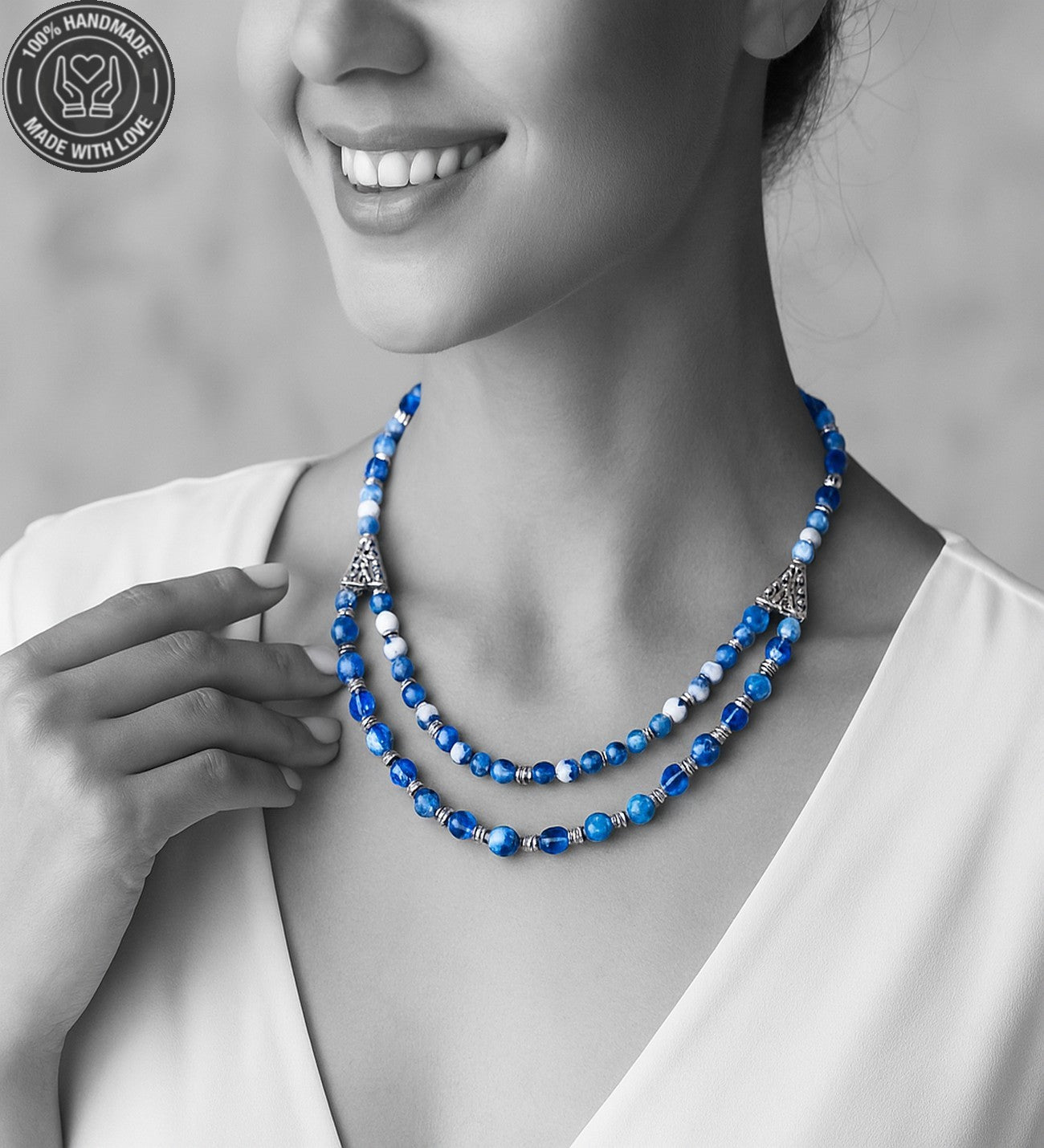 Kalsedeon Akik Kuvars Nazardan Koruyan Kolye