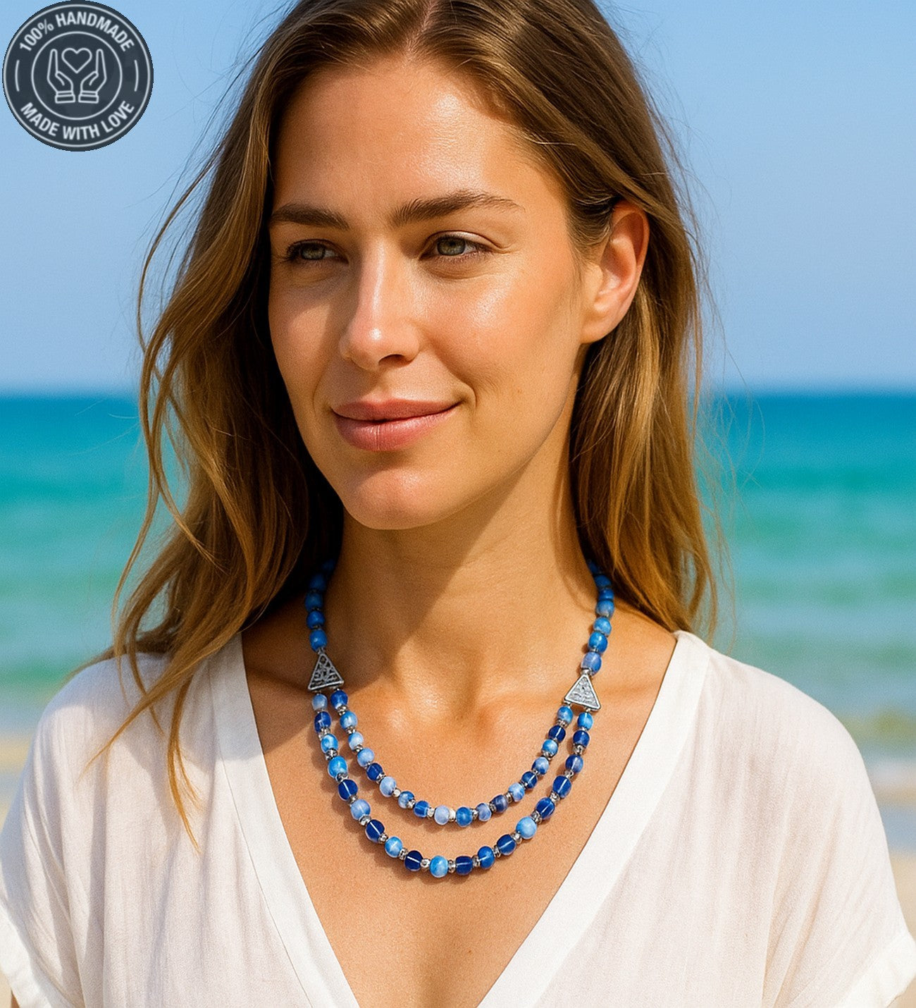 Kalsedeon Akik Kuvars Nazardan Koruyan Kolye