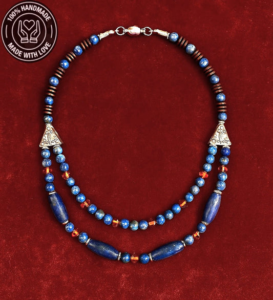 Lapis Kehribar Jasper 2 Sıralı Şans Ve Ruhsal Aydınlanma Kolyesi