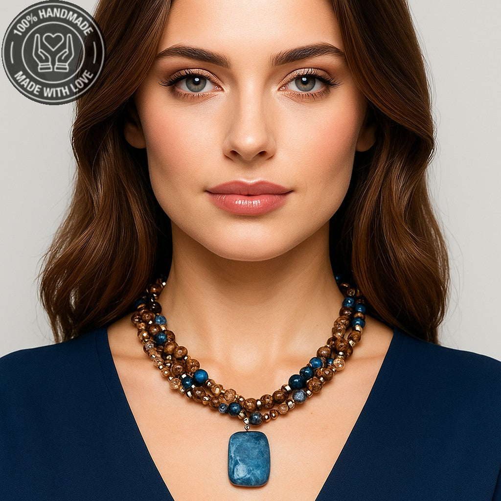 Jasper Hematit 3 Sıralı Ayrılabilen Denge, Güç Ve Huzur Kolyesi