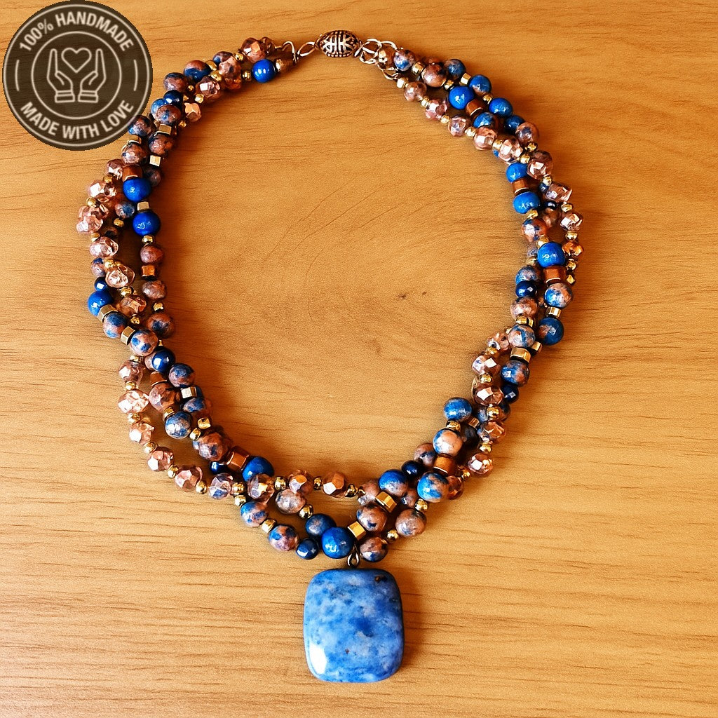 Jasper Hematit 3 Sıralı Ayrılabilen Denge, Güç Ve Huzur Kolyesi