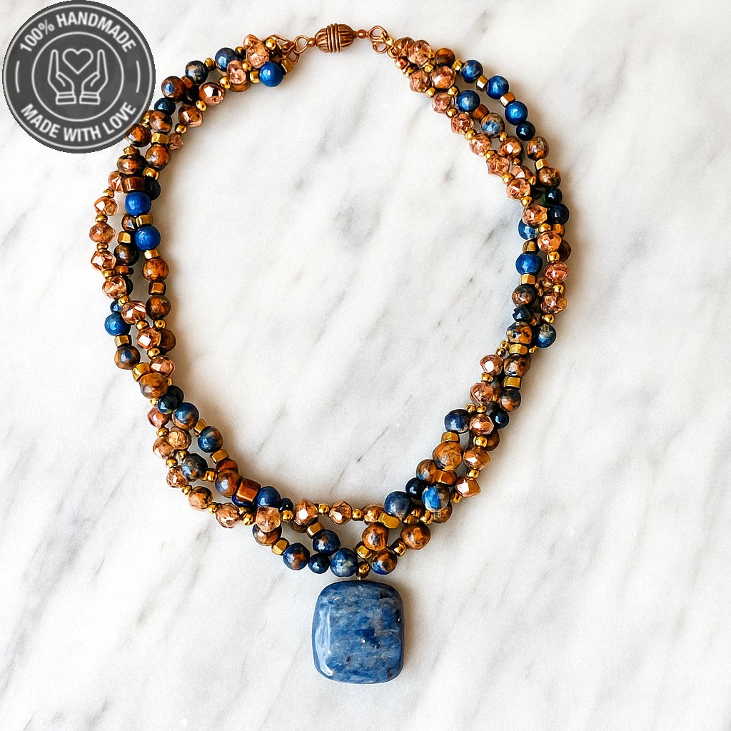 Jasper Hematit 3 Sıralı Ayrılabilen Denge, Güç Ve Huzur Kolyesi