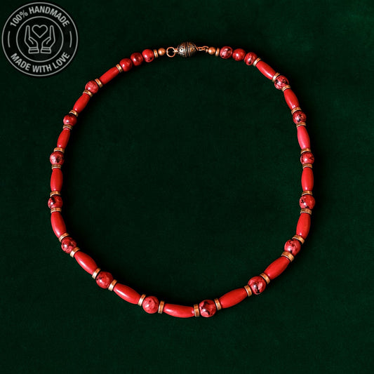 Kırmızı Jasper Ahşap Kararlılık Canlılık Ve Güç Kolyesi