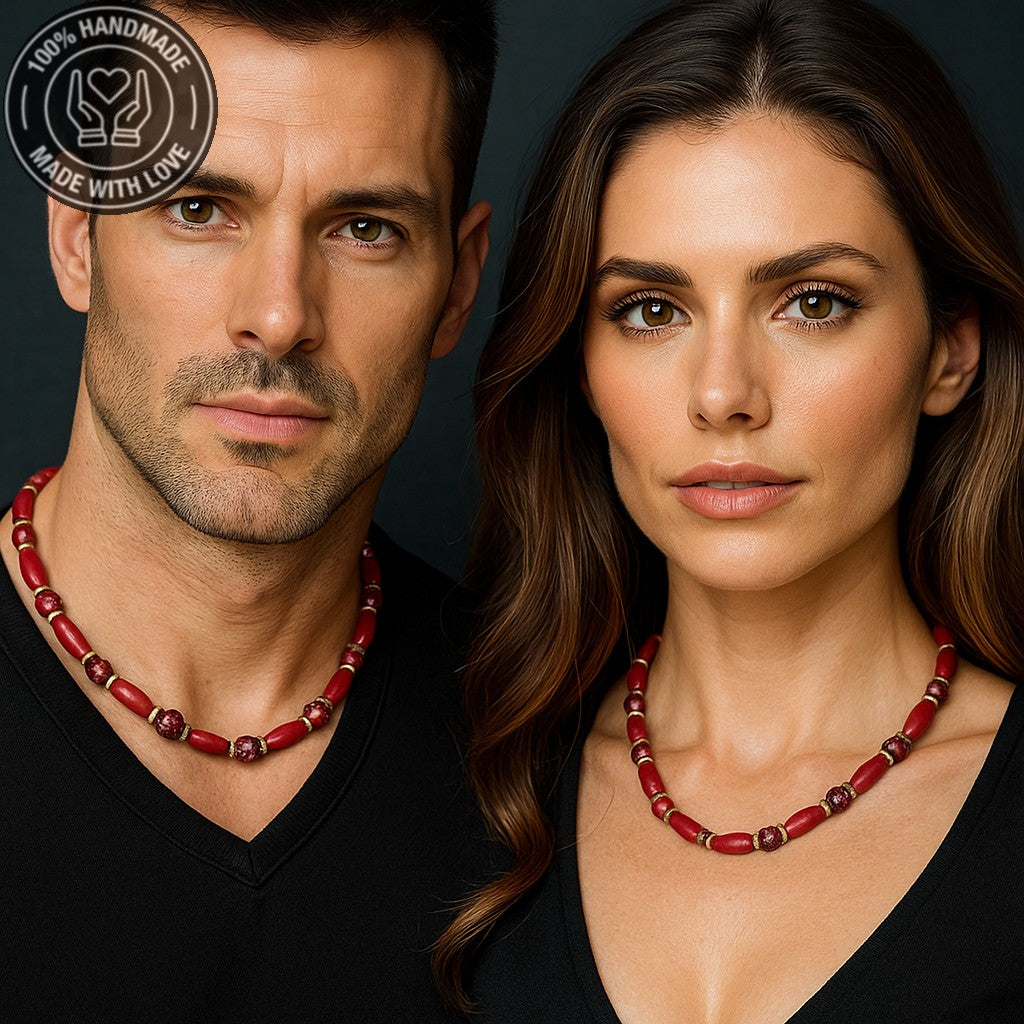 Kırmızı Jasper Ahşap Kararlılık Canlılık Ve Güç Kolyesi