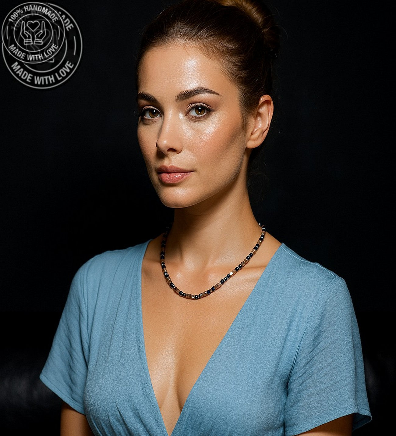 Mavi Hematit Gri Hematit Güç , Denge Ve Nazardan Koruma Kolye Bileklik Seti