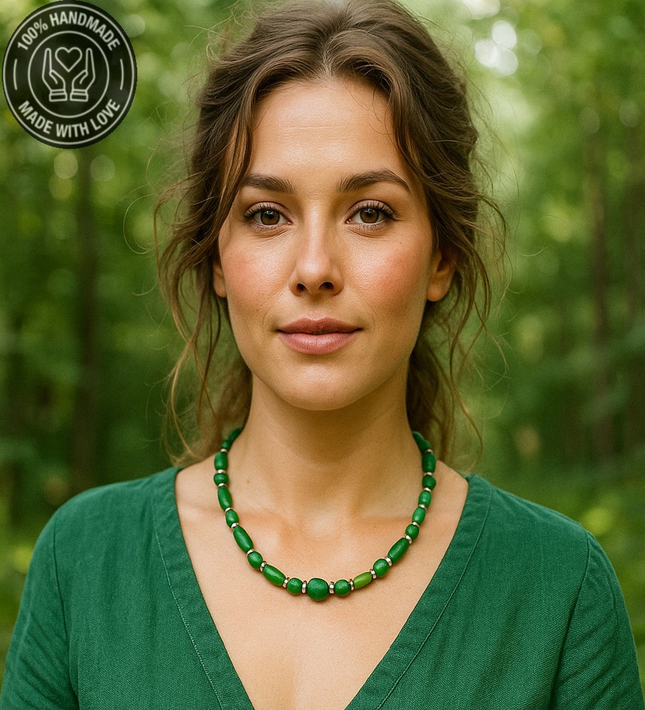 Yeşik Akik Doğal Enerji Kaynağı Ahşap Kolye