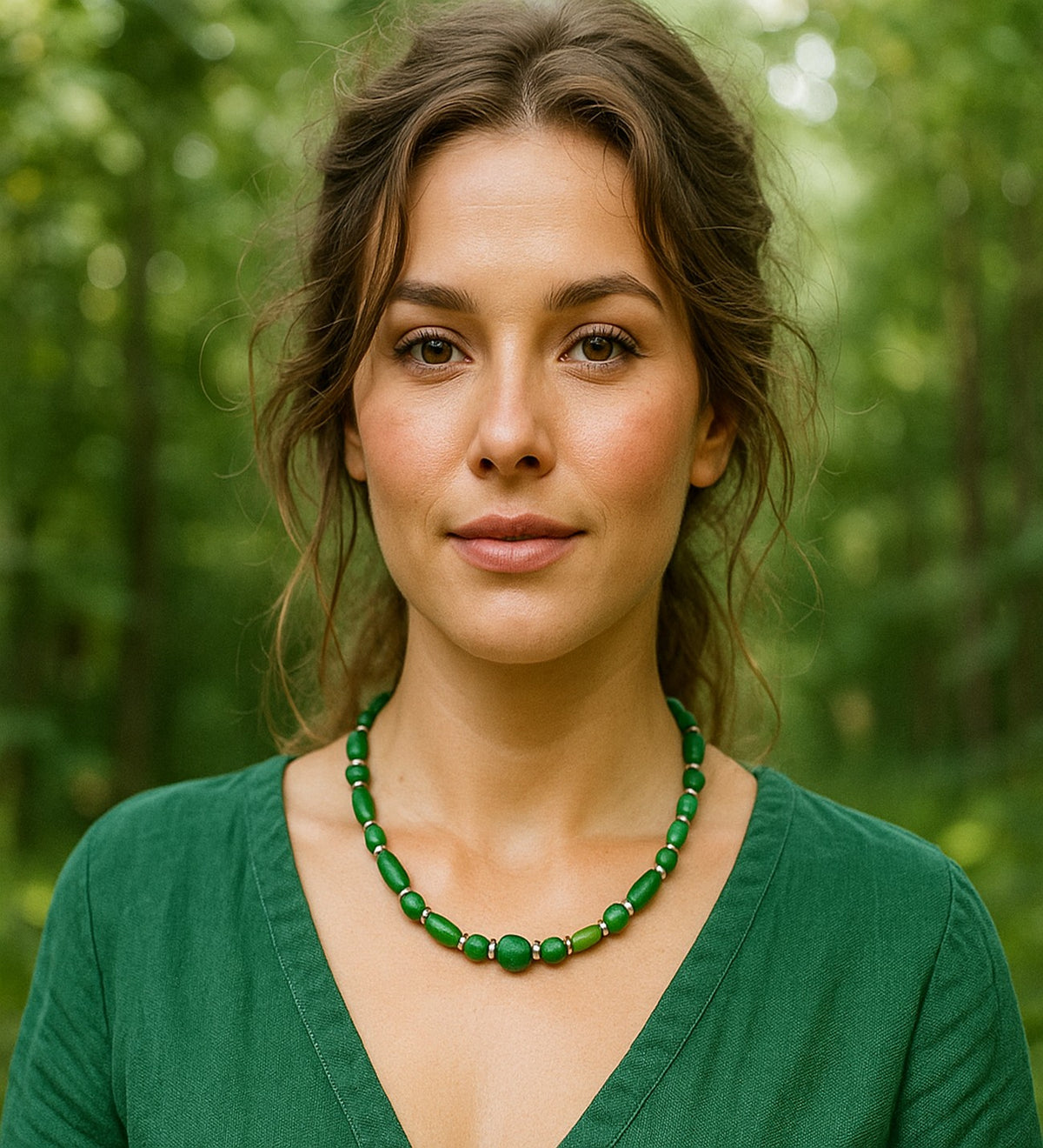 Green Agate Natural Energy Source Wooden Necklace