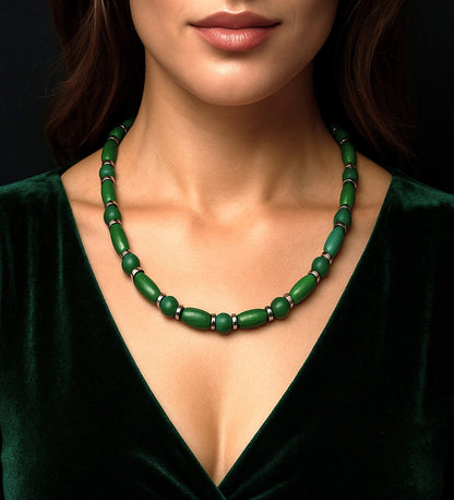 Green Agate Natural Energy Source Wooden Necklace