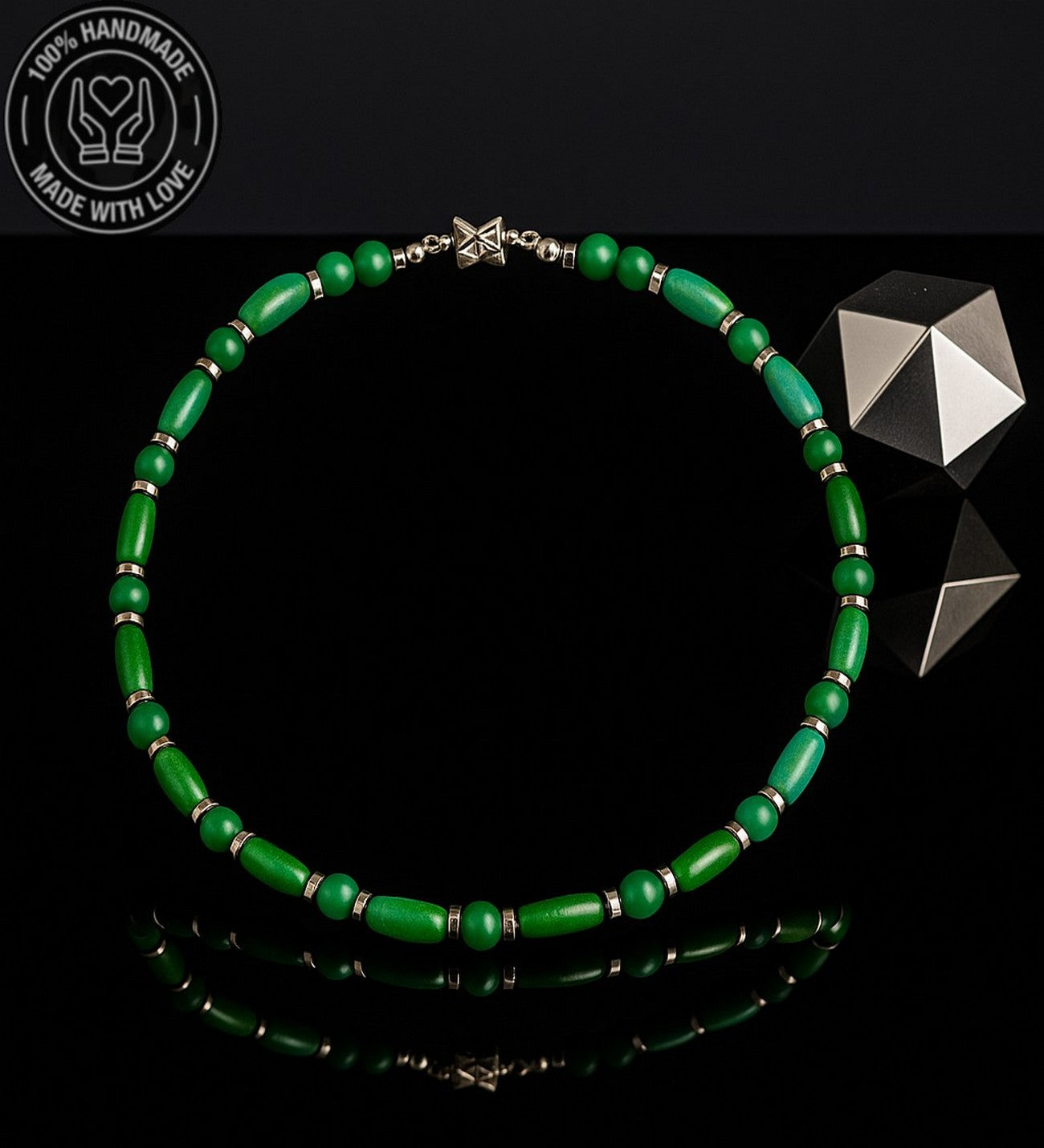 Yeşik Akik Doğal Enerji Kaynağı Ahşap Kolye