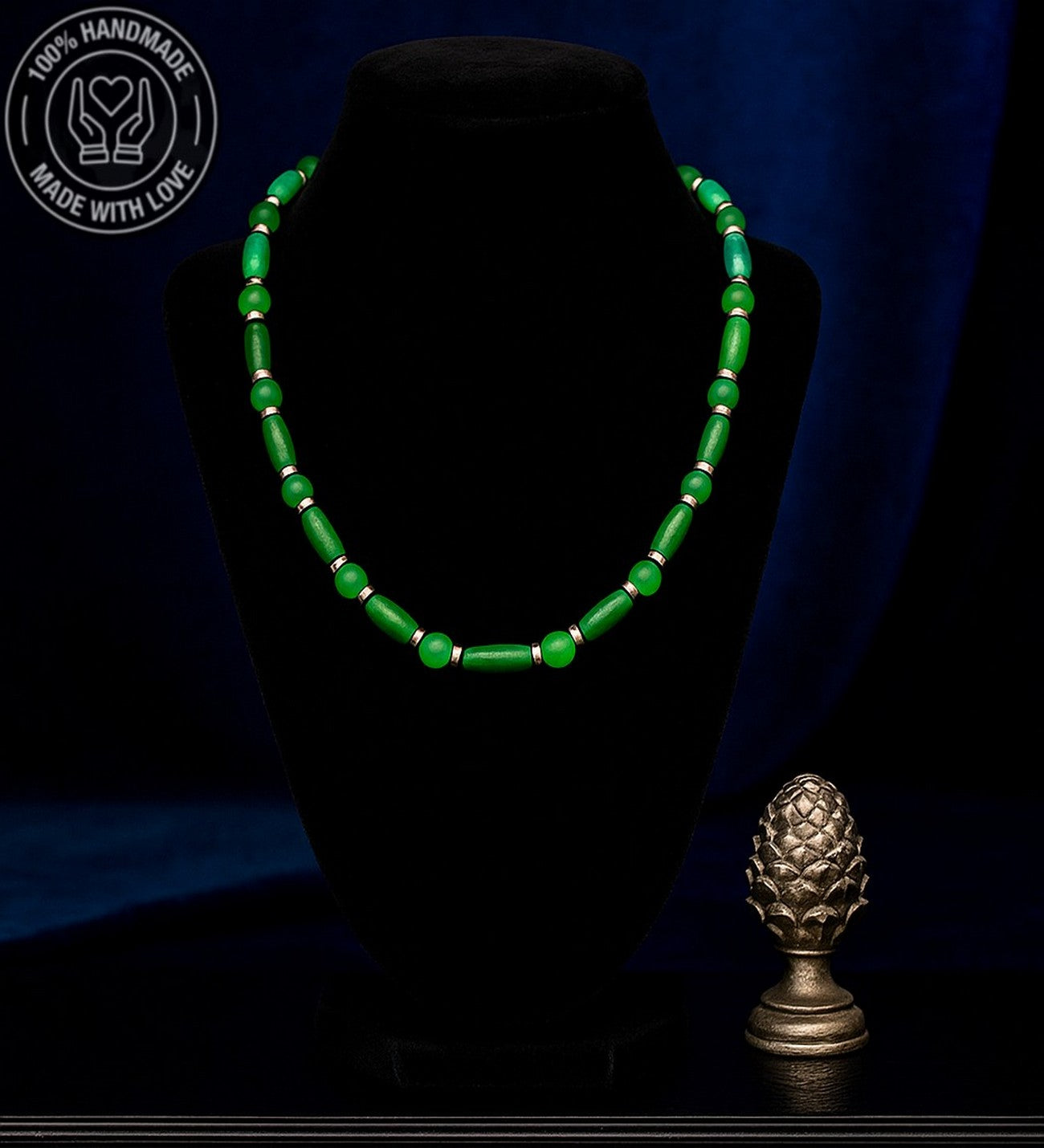 Yeşik Akik Doğal Enerji Kaynağı Ahşap Kolye