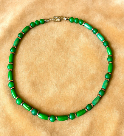 Green Agate Natural Energy Source Wooden Necklace