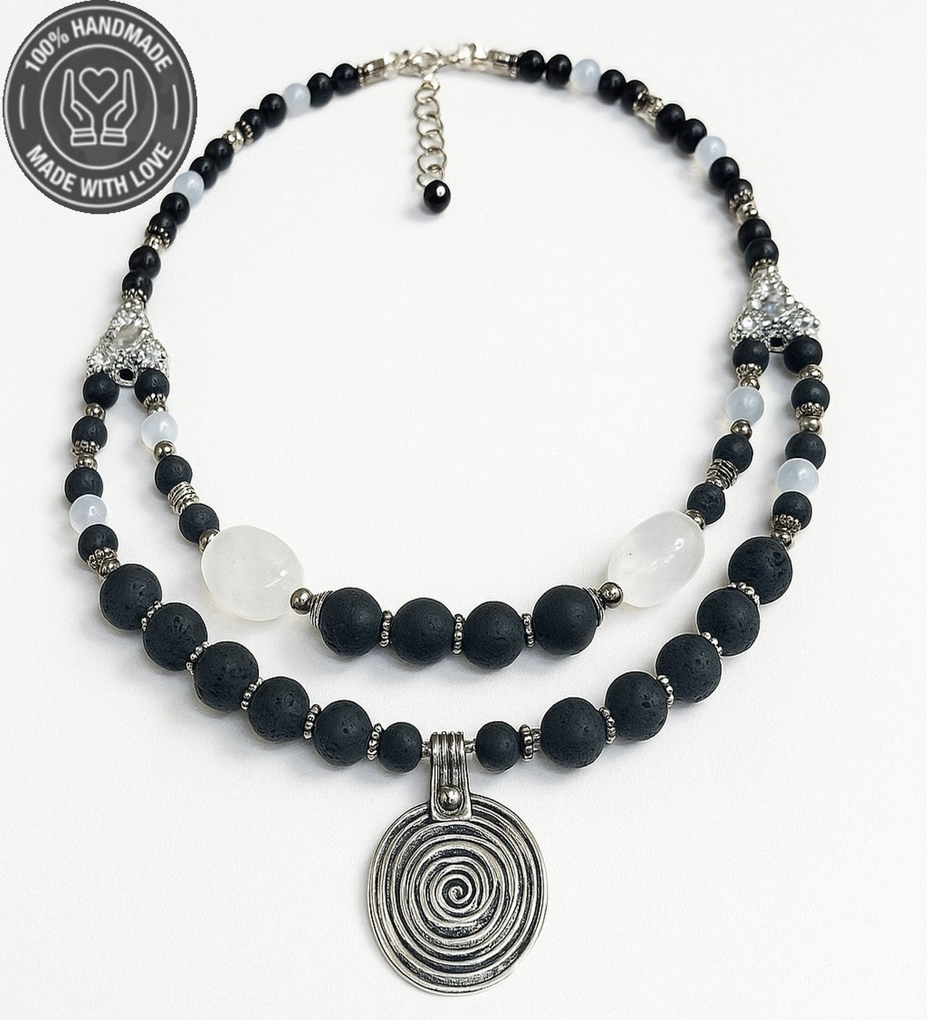 Lav Taşı Dumanlı Kuvars Güç Ve Cesaret Için Afrika Kolye