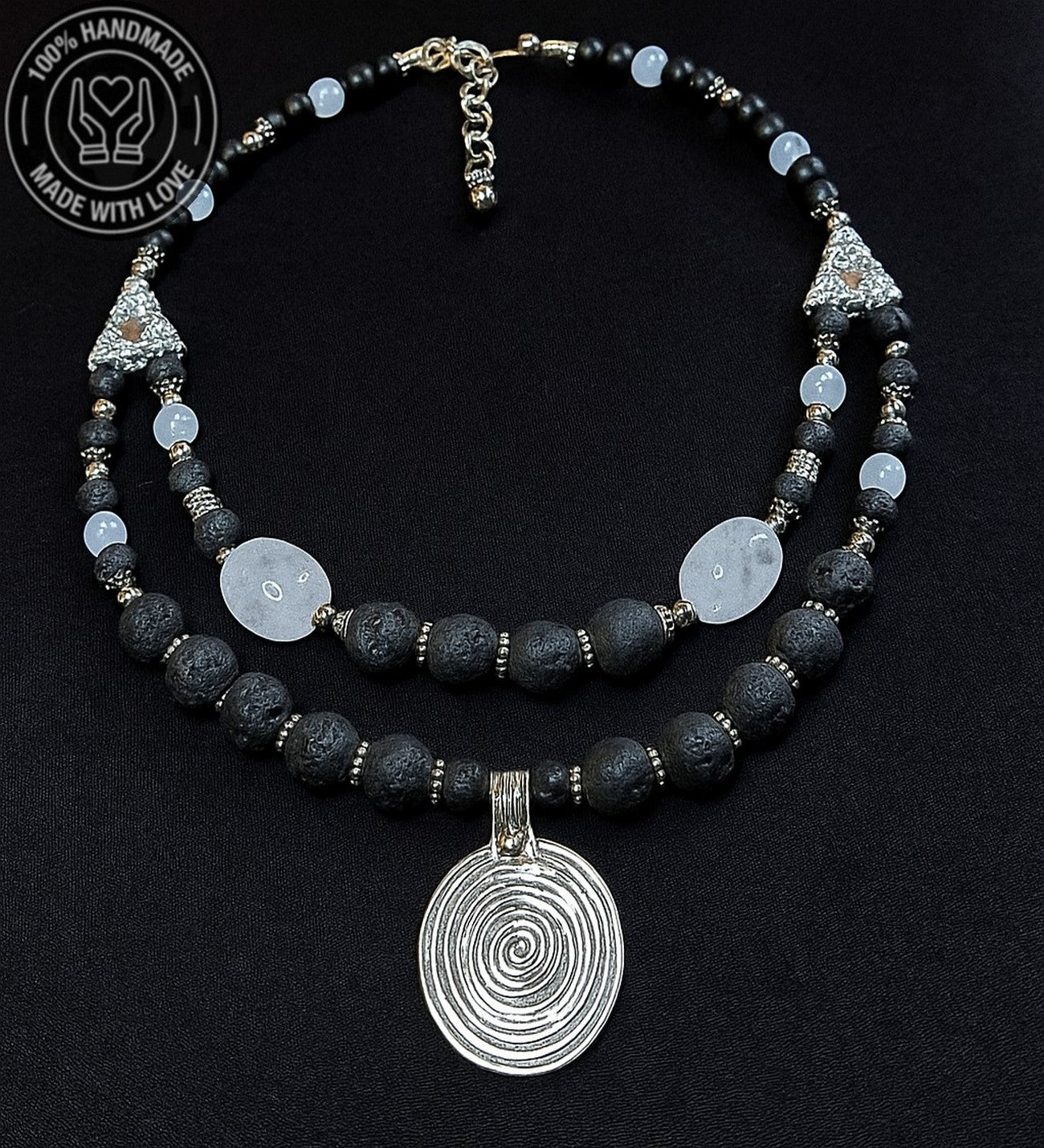 Lav Taşı Dumanlı Kuvars Güç Ve Cesaret Için Afrika Kolye