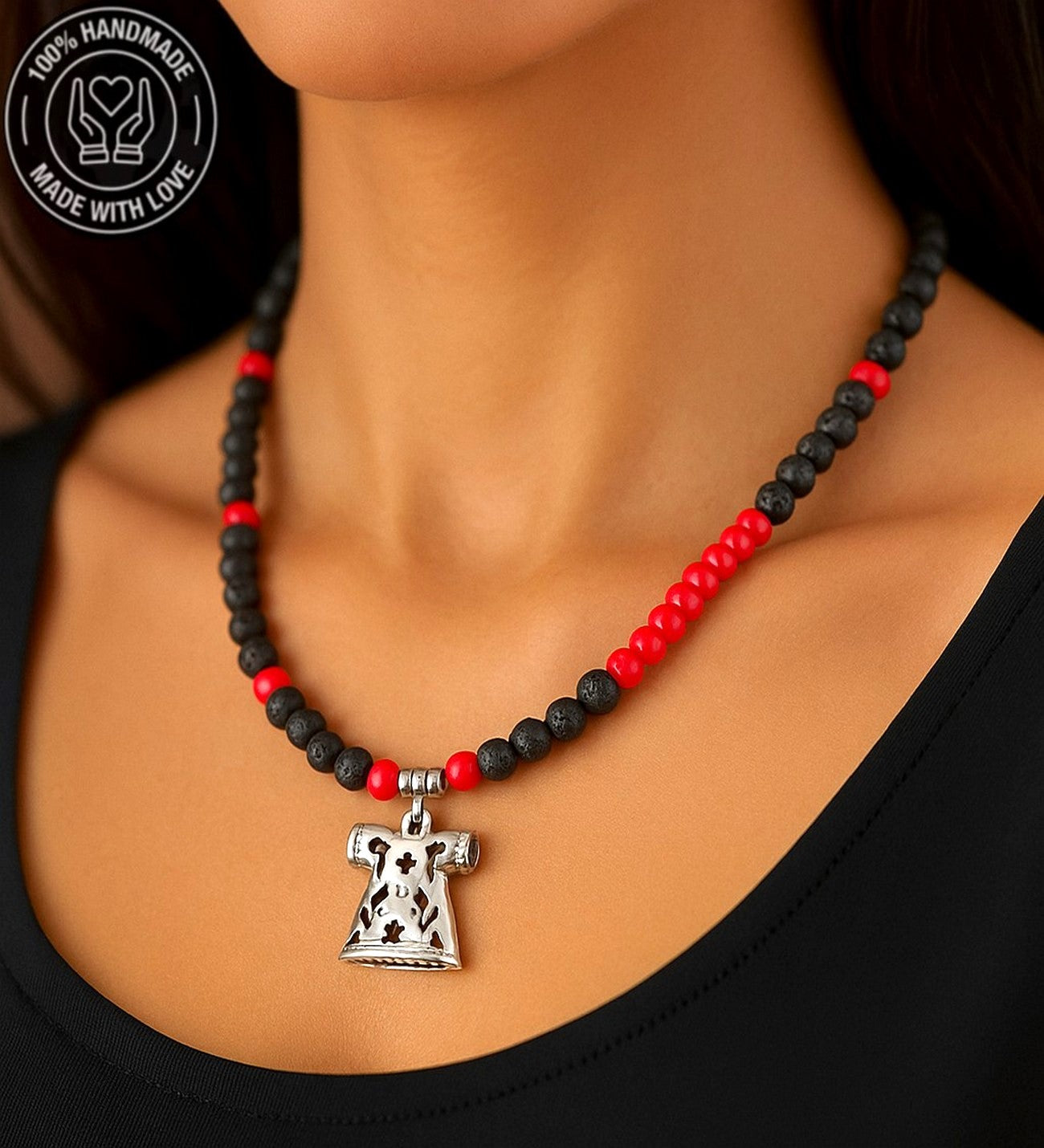 Lav Taşı Mercan Enerji , Tutku Ve Nazardan Korunma Kolyesi