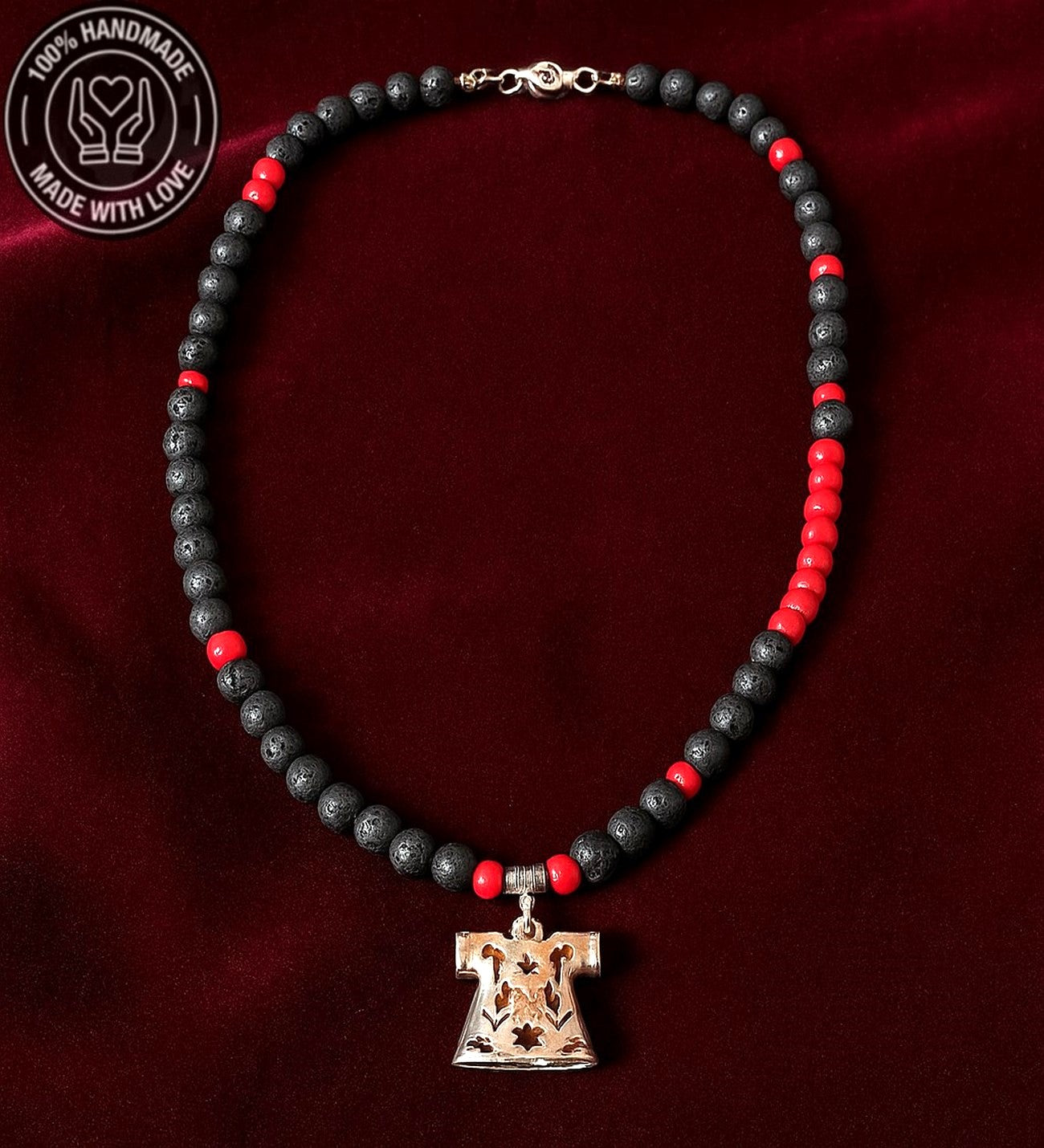 Lav Taşı Mercan Enerji , Tutku Ve Nazardan Korunma Kolyesi