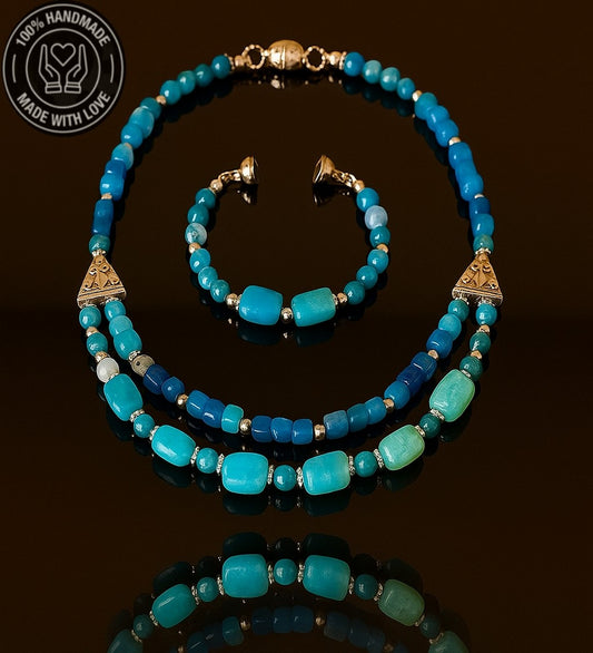 Akik Iki Sıralı Nazardan Koruyan Kolye