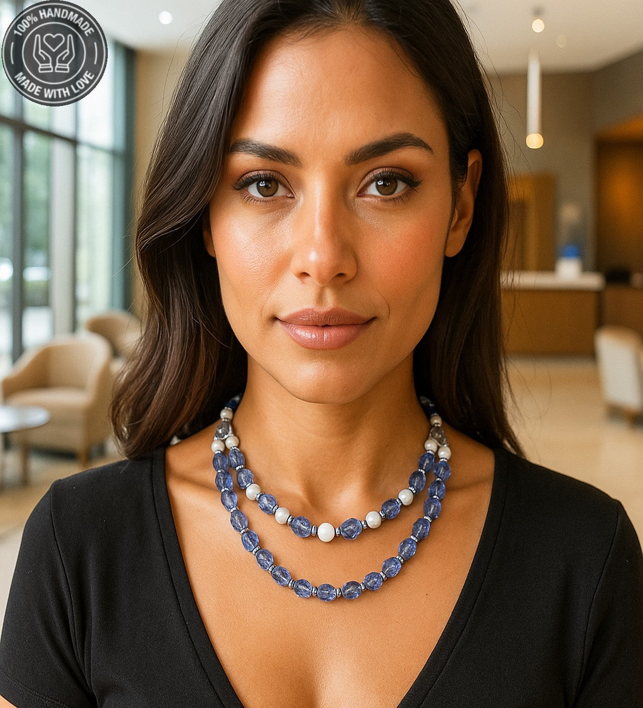 Kuvars Havlit 2 Sıralı Kolye Berraklık Ve Huzur Kolyesi