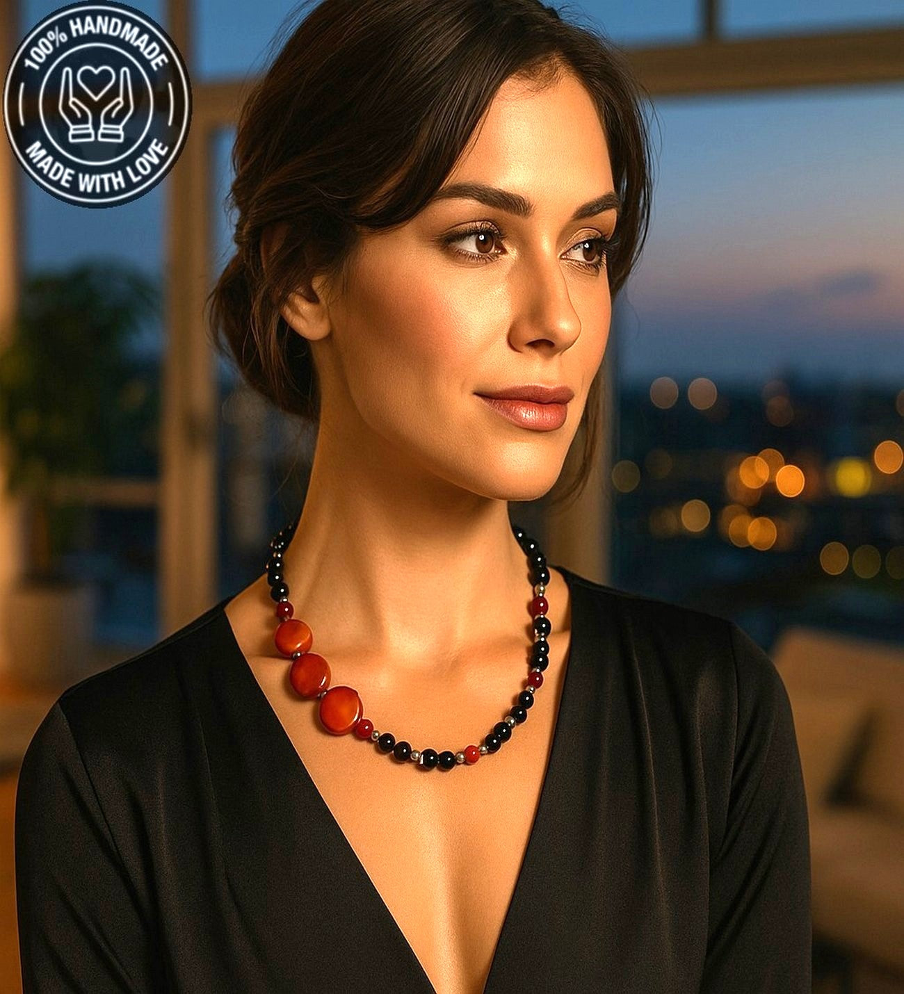 Mercan Oniks Tutku, Canlılık Ve Nazardan Koruma Kolyesi