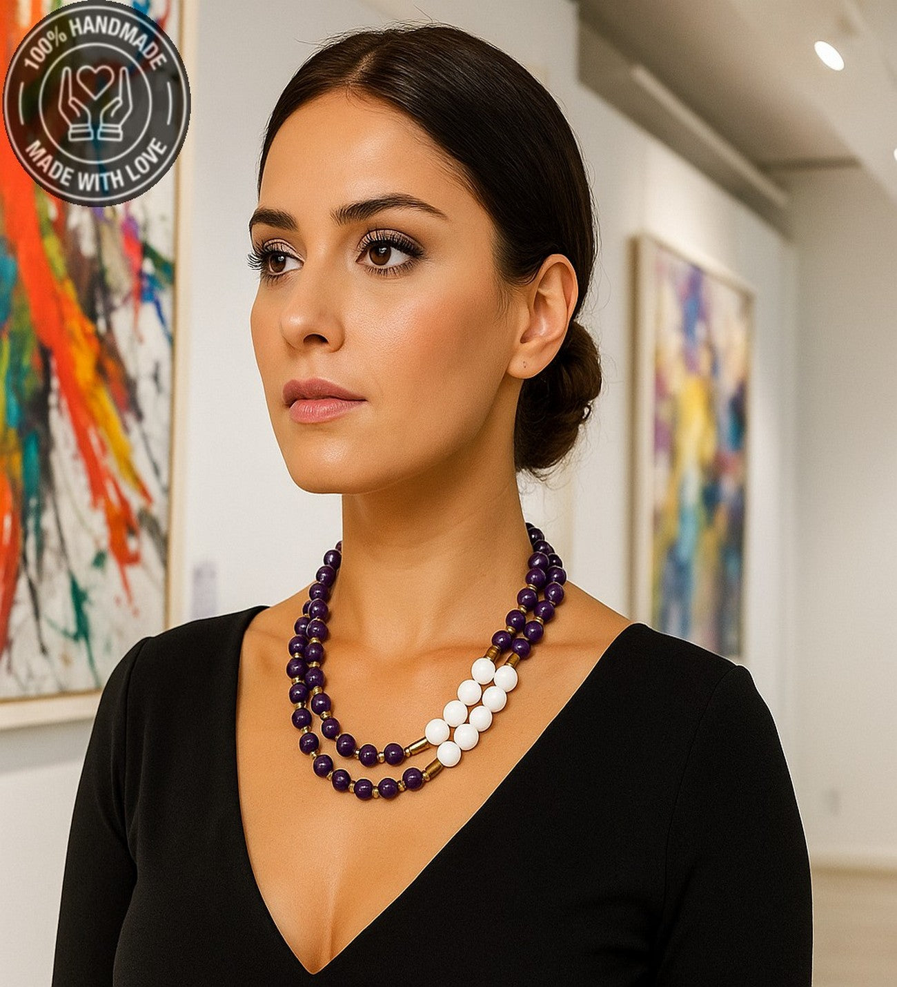 Mor Akik Ceyt 2 Sıralı Bereket Ve Nazardan Korunma Kolyesi