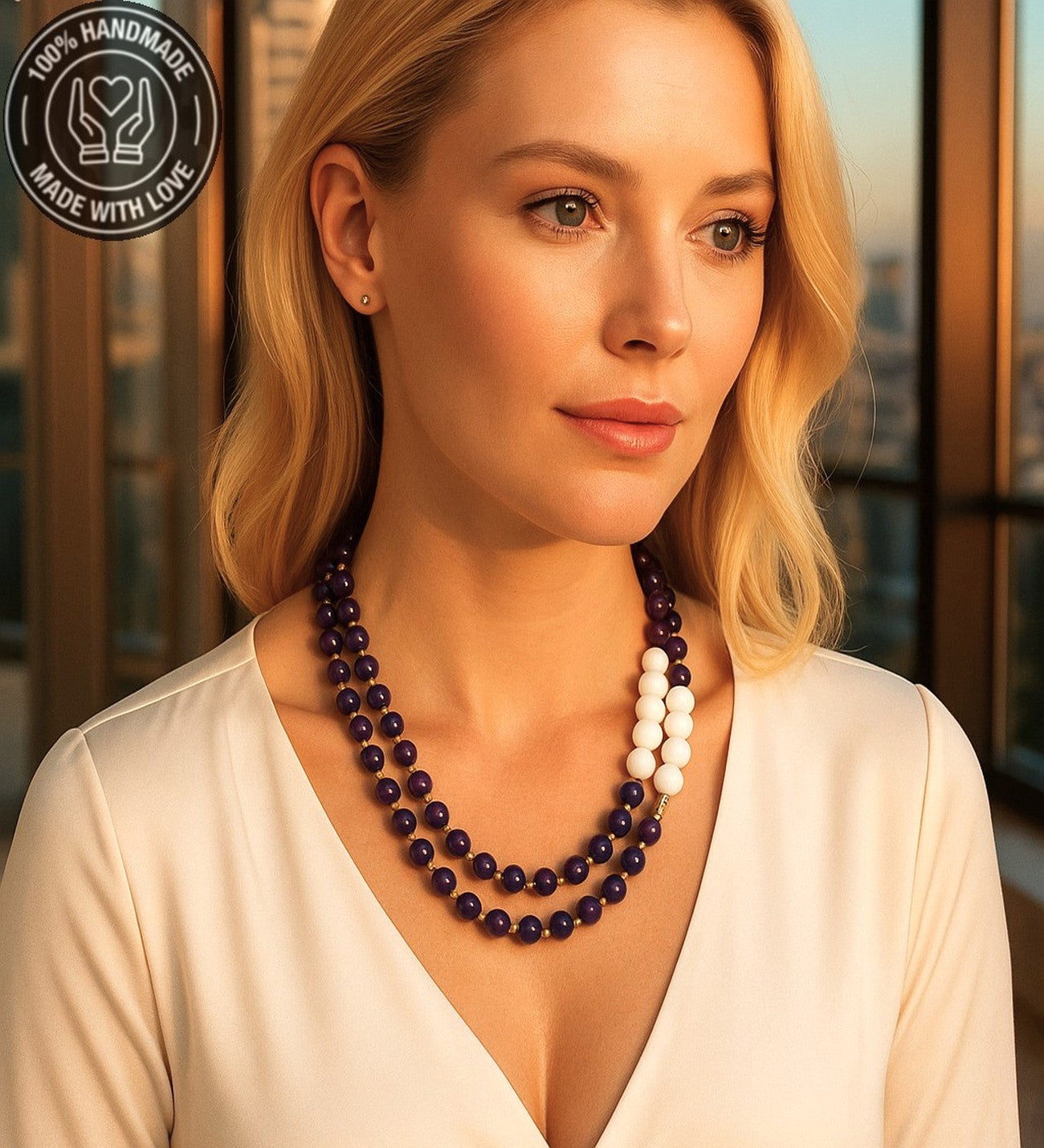 Mor Akik Ceyt 2 Sıralı Bereket Ve Nazardan Korunma Kolyesi