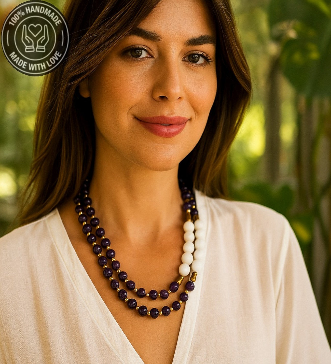 Mor Akik Ceyt 2 Sıralı Bereket Ve Nazardan Korunma Kolyesi