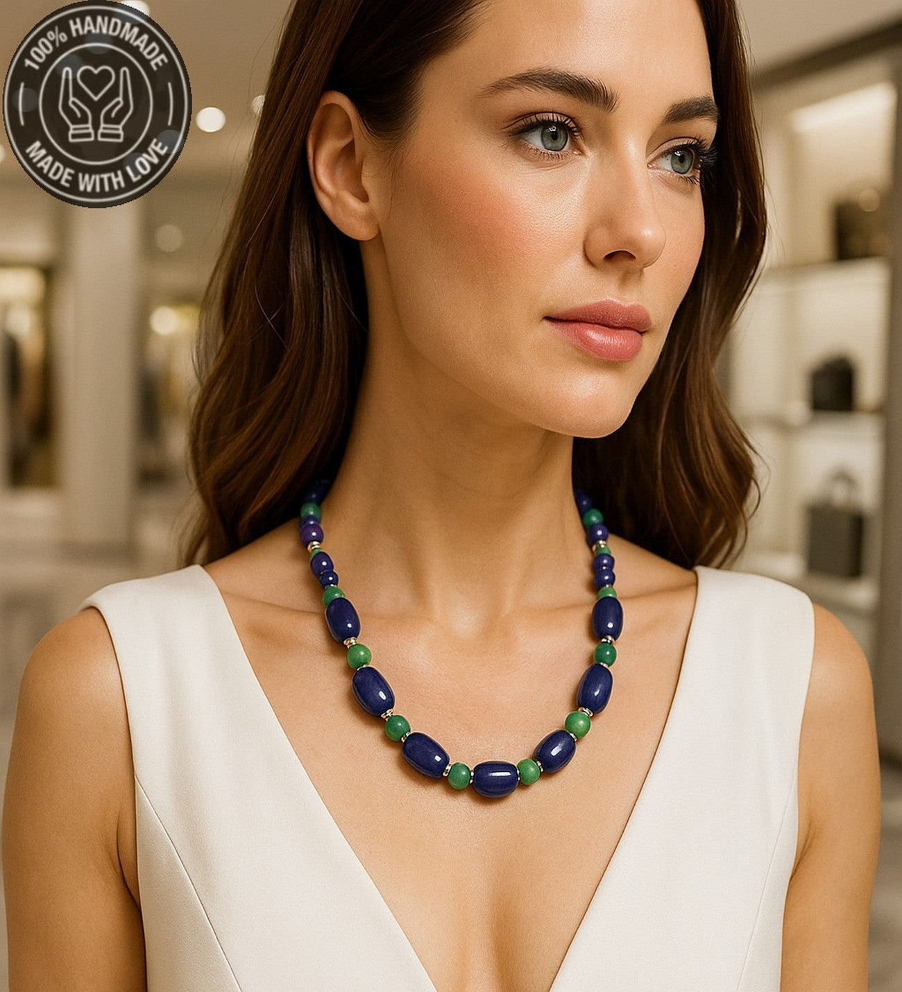 Mor Yeşil Ceyt Ruhsal Uyanış Ve Bereket Kolyesi