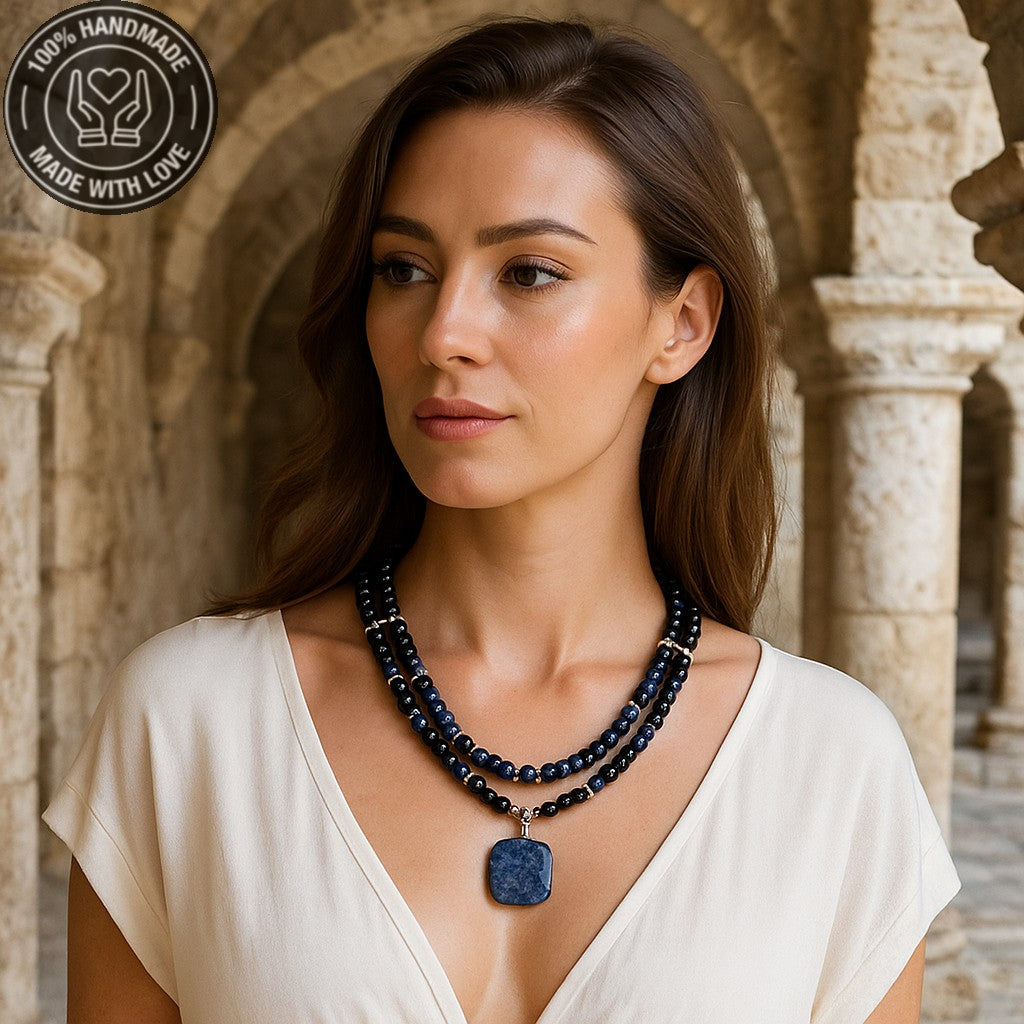 Oniks Lapis Kolye,ruhunuzu Besleyen Bilgelik Ve Nazar Koruması