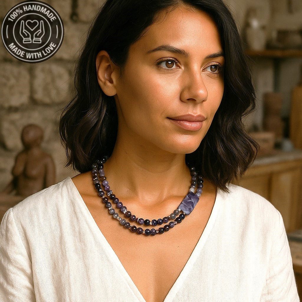 Nazar Koruması Ve Huzur İçin Ametist Hematit Kolye