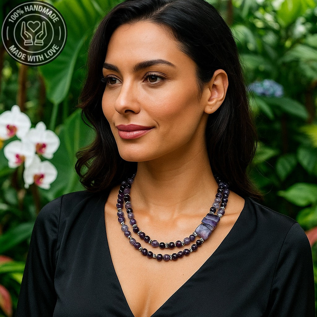 Nazar Koruması Ve Huzur İçin Ametist Hematit Kolye