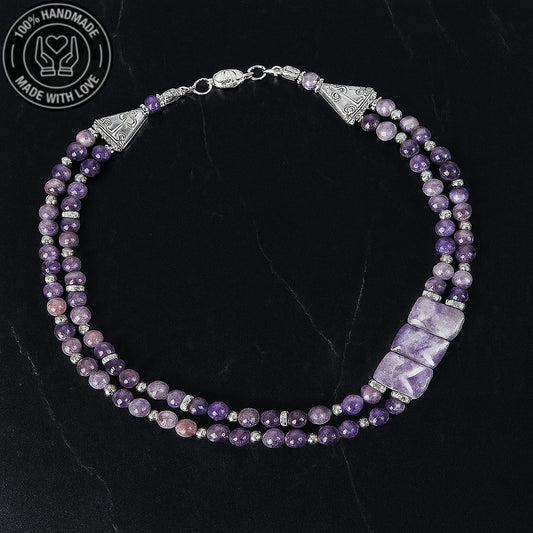 Nazar Koruması Ve Huzur İçin Ametist Hematit Kolye