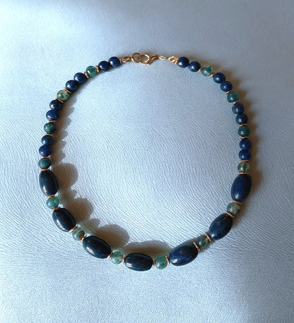 Bilgelik Ve Nazardan Korunma İçin Lapis Lazuli Yeşil Akik Kadın Kolye