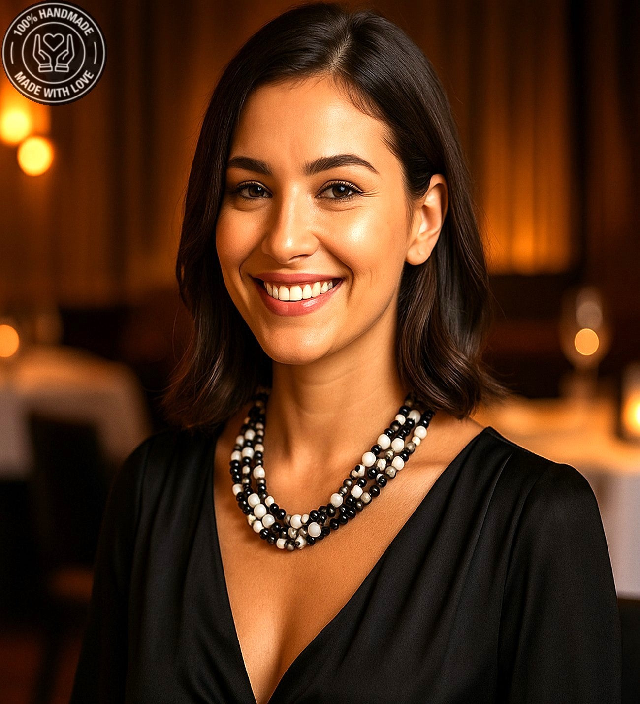 Akik Havlit Ceyt Üç Sıralı Nazar Koruması Bereket Ve Özgüven Kolyesi