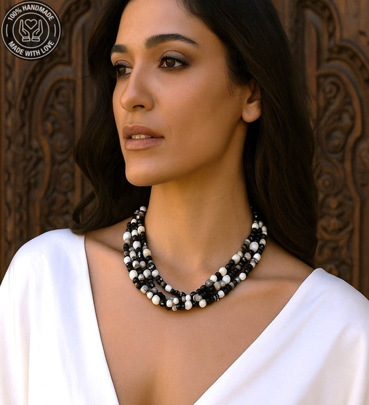 Akik Havlit Ceyt Üç Sıralı Nazar Koruması Bereket Ve Özgüven Kolyesi