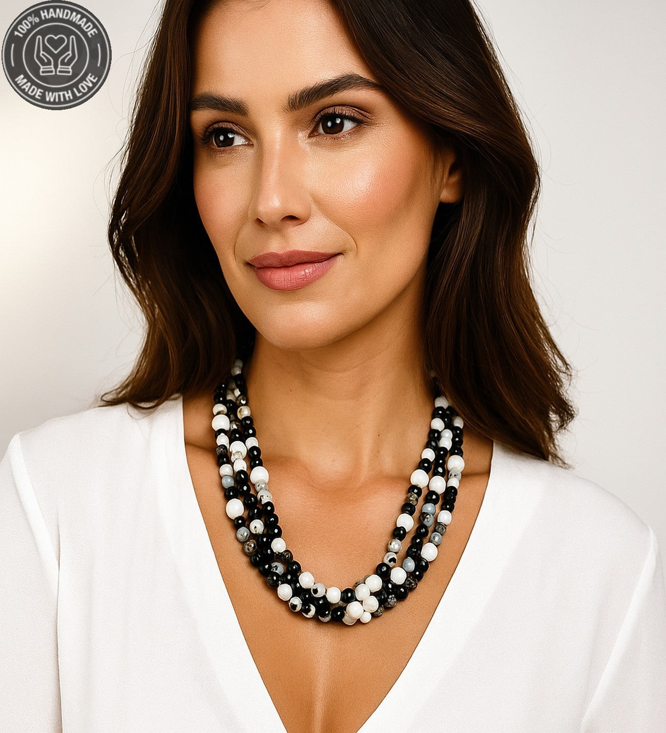 Akik Havlit Ceyt Üç Sıralı Nazar Koruması Bereket Ve Özgüven Kolyesi