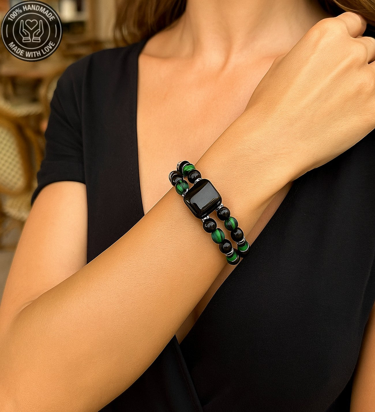 Nazar Koruması, Güç Ve Denge İçin Oniks Malahit Akik Bileklik