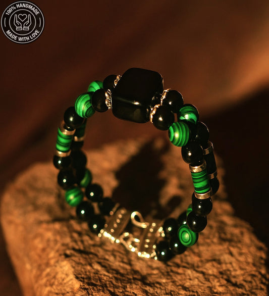 Nazar Koruması, Güç Ve Denge İçin Oniks Malahit Akik Bileklik