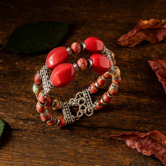 Stres Azaltıcı, Denge ve Cesaret İçin İmparator Jasper Bordo Havlit Bileklik