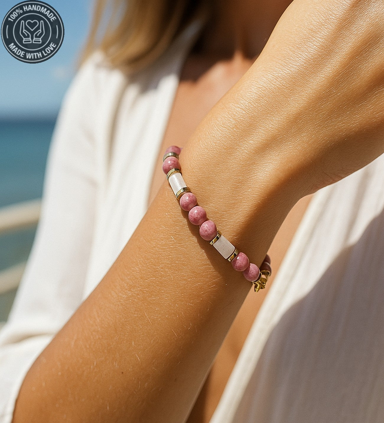 Enerji, Şans Ve Bolluk Getiren Pembe Yeşil Ceyt Kadın Bileklik