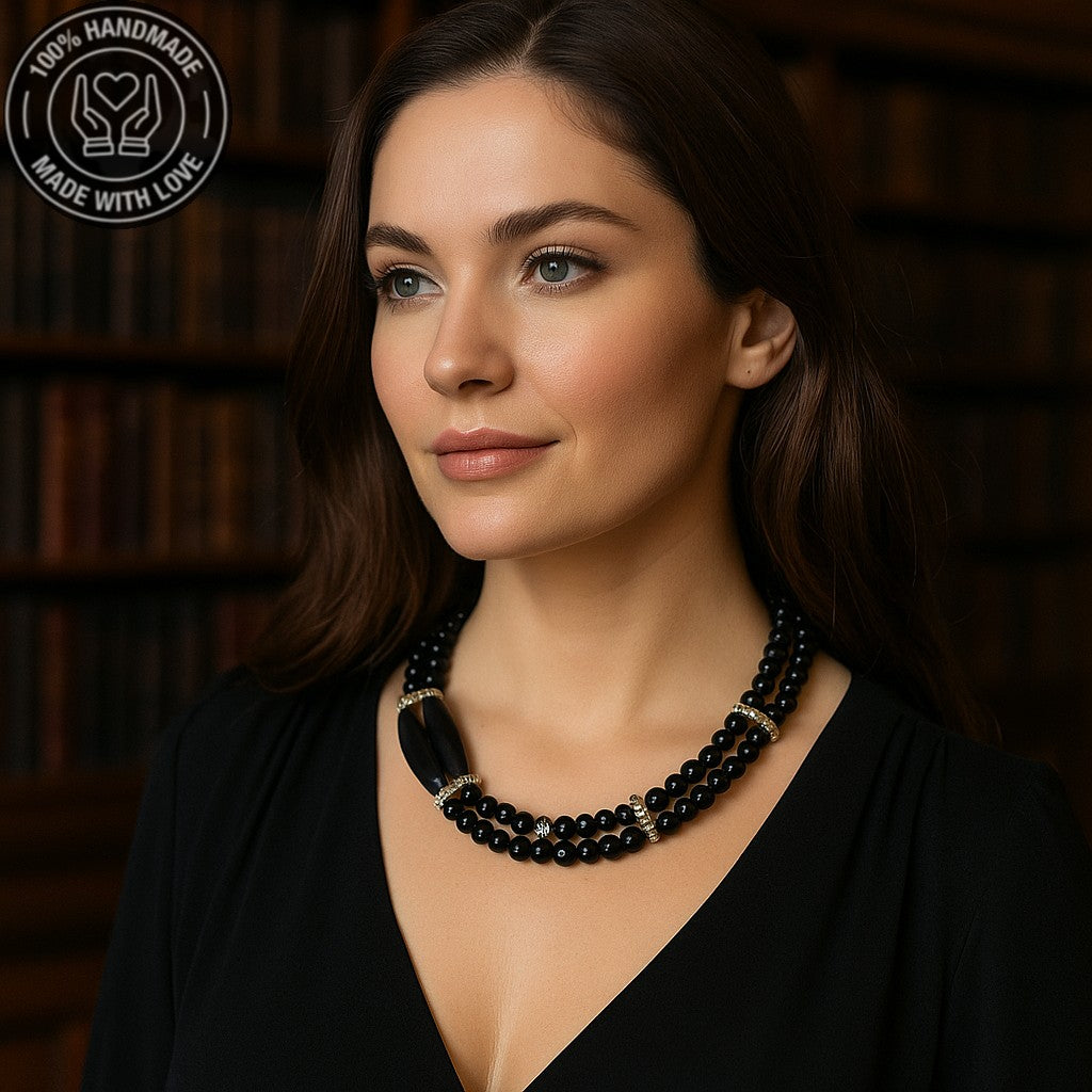 Oniks Sedef Nazardan Koruma Ve Zihin Açıklığı Için 2 Sıralı Kolye