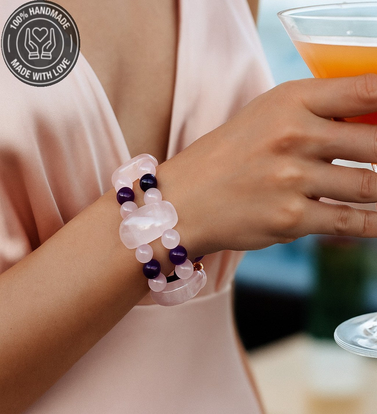 İki Sıralı Kuvars Akik Odaklanma Ve Nazardan Korunma Için Premium Bileklik