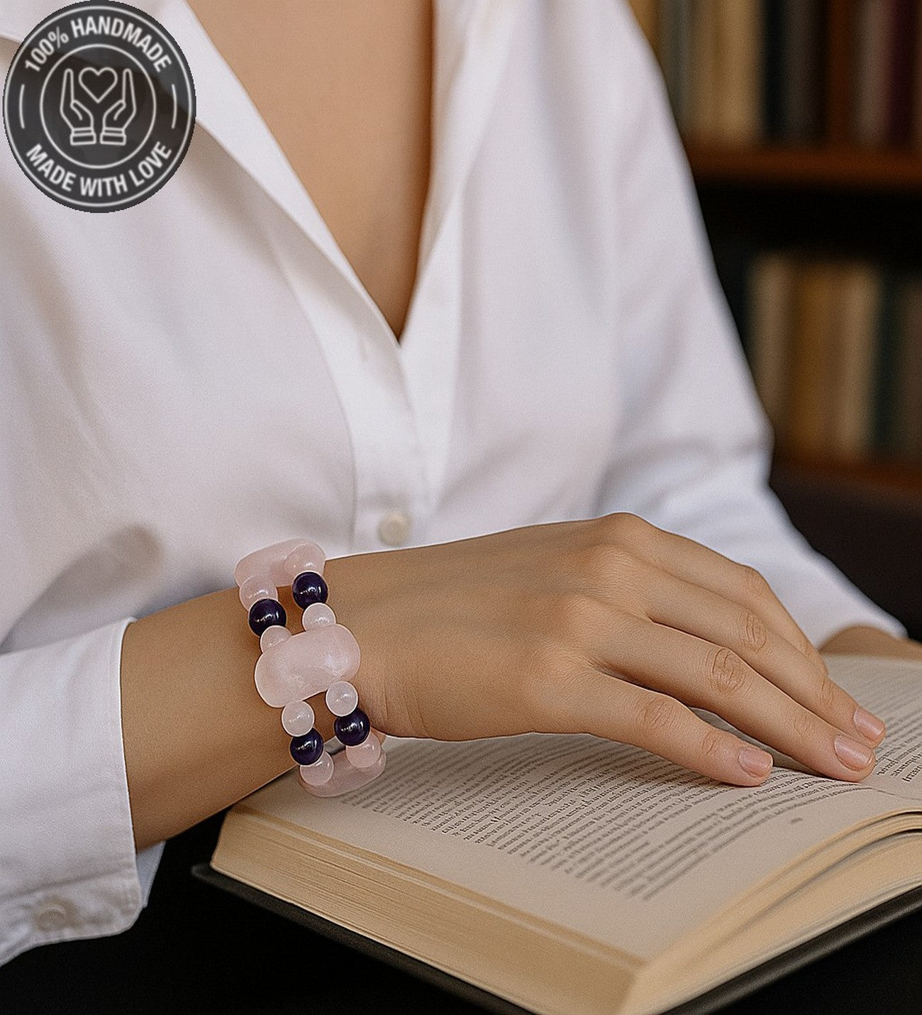 İki Sıralı Kuvars Akik Odaklanma Ve Nazardan Korunma Için Premium Bileklik