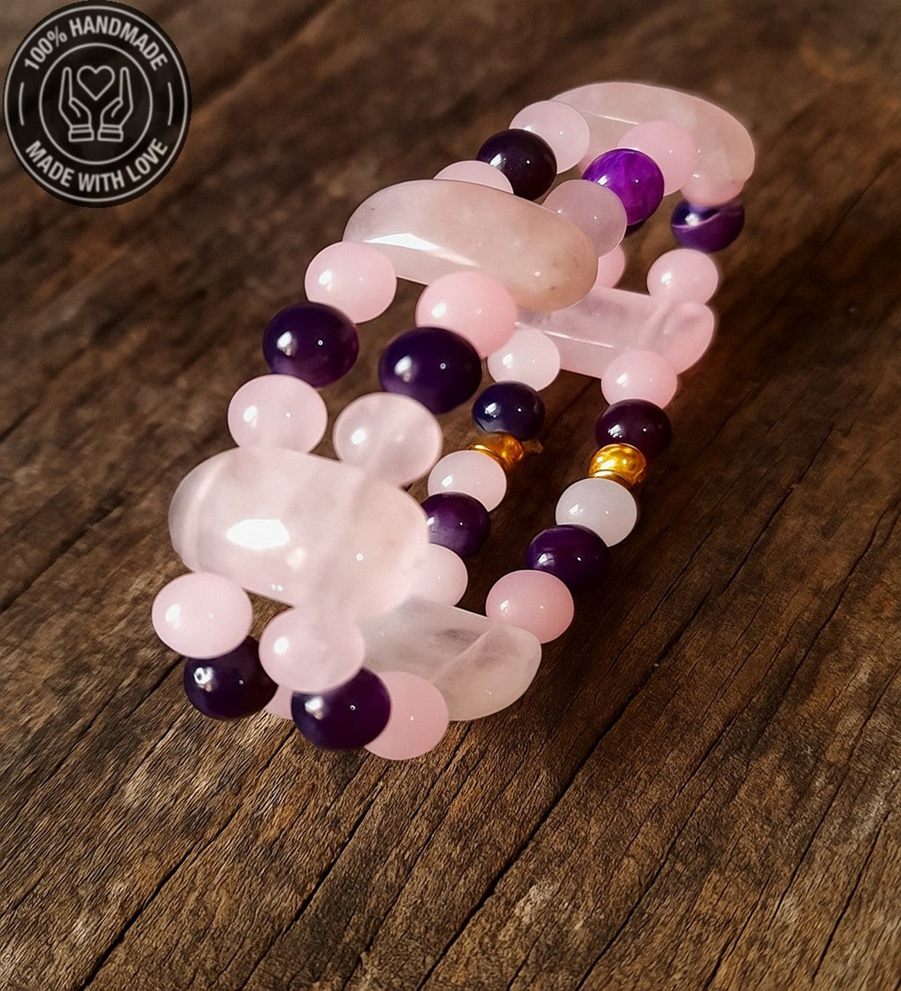 İki Sıralı Kuvars Akik Odaklanma Ve Nazardan Korunma Için Premium Bileklik