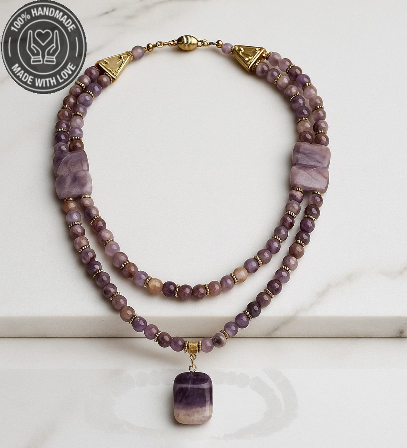 Ametist Stres Azaltma Aura Temizleme Sezgi Güçlendirme Premium Kolye Bileklik Seti