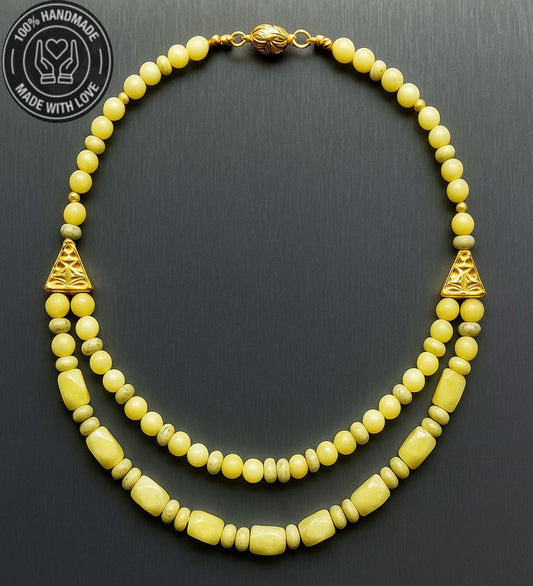 Peridot (zebercet ) Iki Sıralı Bolluk Ve Şifa Kolyesi